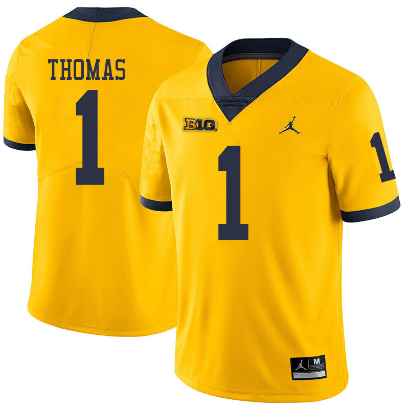 Jordan Brand Men #1 Ambry Thomas Michigan Wolverines College Football Jerseys Sale-Yellow